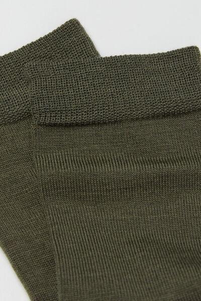 Green Wool And Cotton Short Socks, 5501_378D, large image number 1