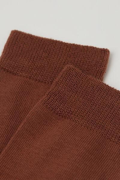 Brown Wool And Cotton Short Socks, 5501_379D, large image number 1