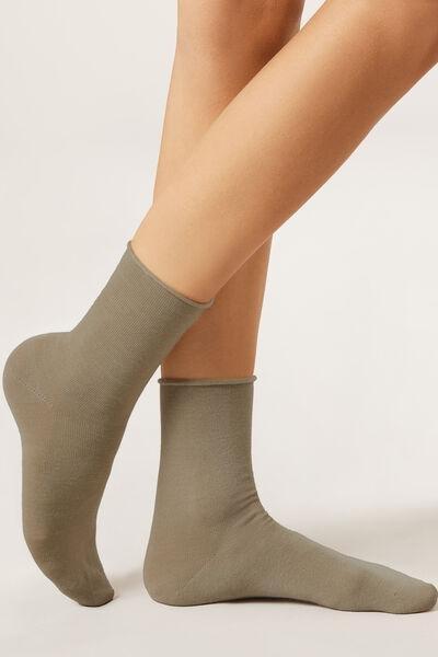 Grey Raw Edge Wool Short Socks, 5501_610D, medium