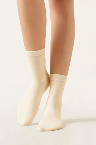 White Wool And Cotton Socks, Milk White, large image number 0