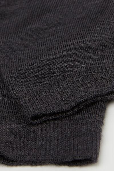 Grey Wool And Cotton Short Socks, Charcoal Grey Blend, large image number 1