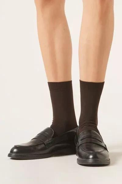 Maroon Wool And Cotton Short Socks, Brown, large image number 0