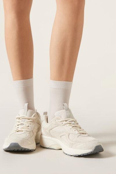 Pink Wool And Cotton Short Socks, 5501_746, large image number 0