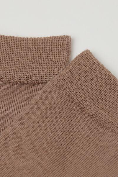 Brown Wool And Cotton Short Socks, 5501_9124           , large image number 2