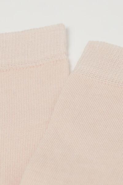 White Wool And Cotton Short Socks, Bianco, large image number 1