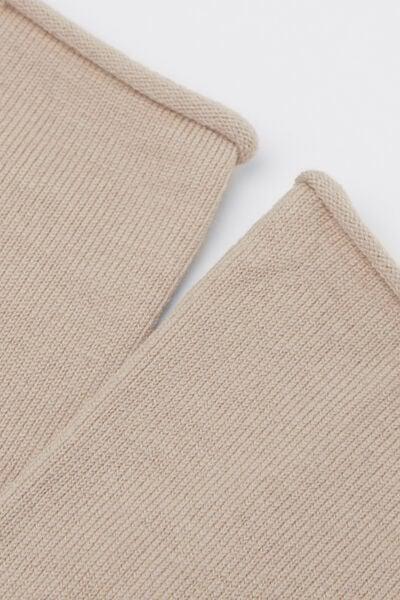 Beige Raw Edge Wool Short Socks, 5501_9985, large image number 1