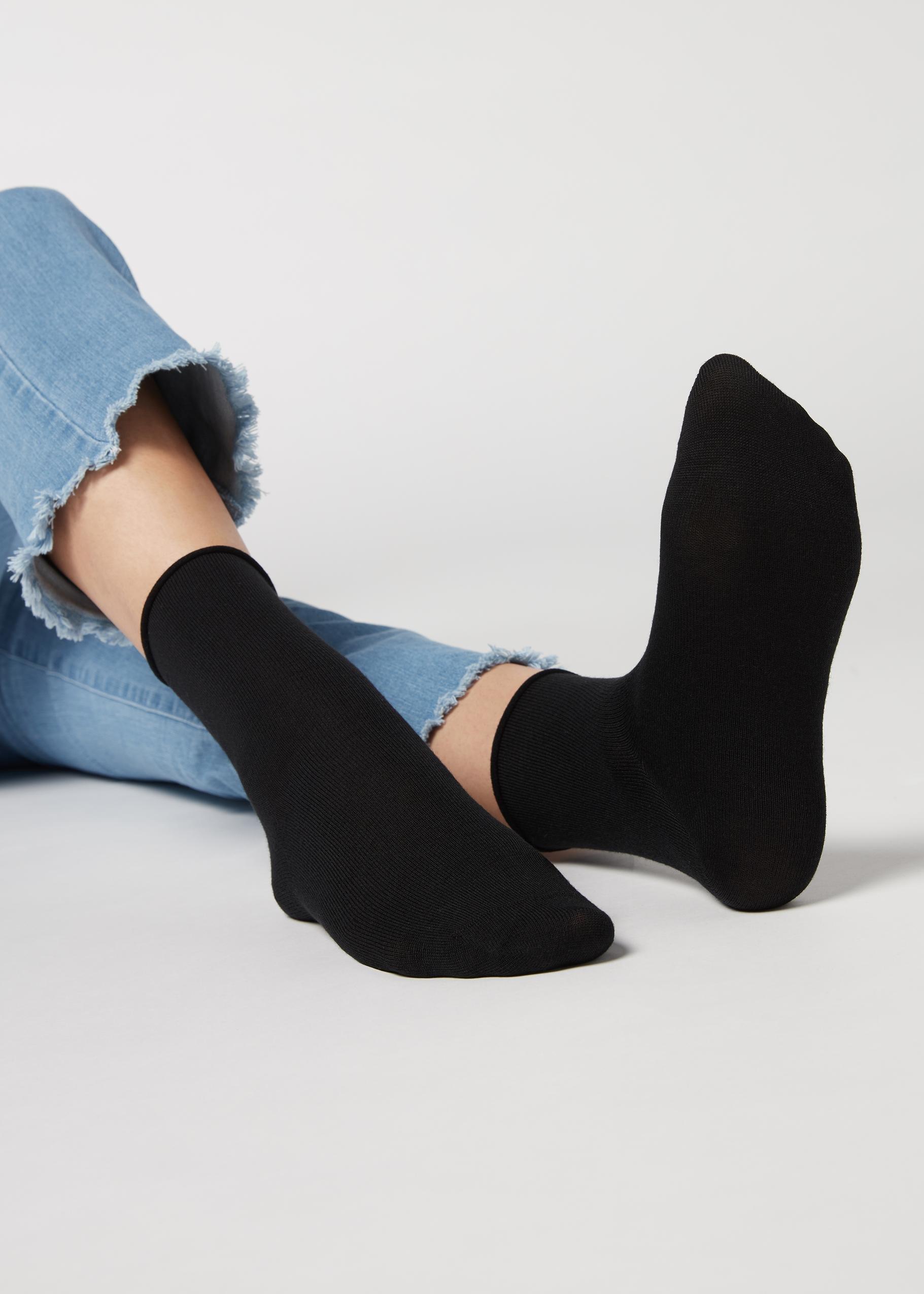 Calzedonia - Black Wool And Cotton Short Socks - One-Size