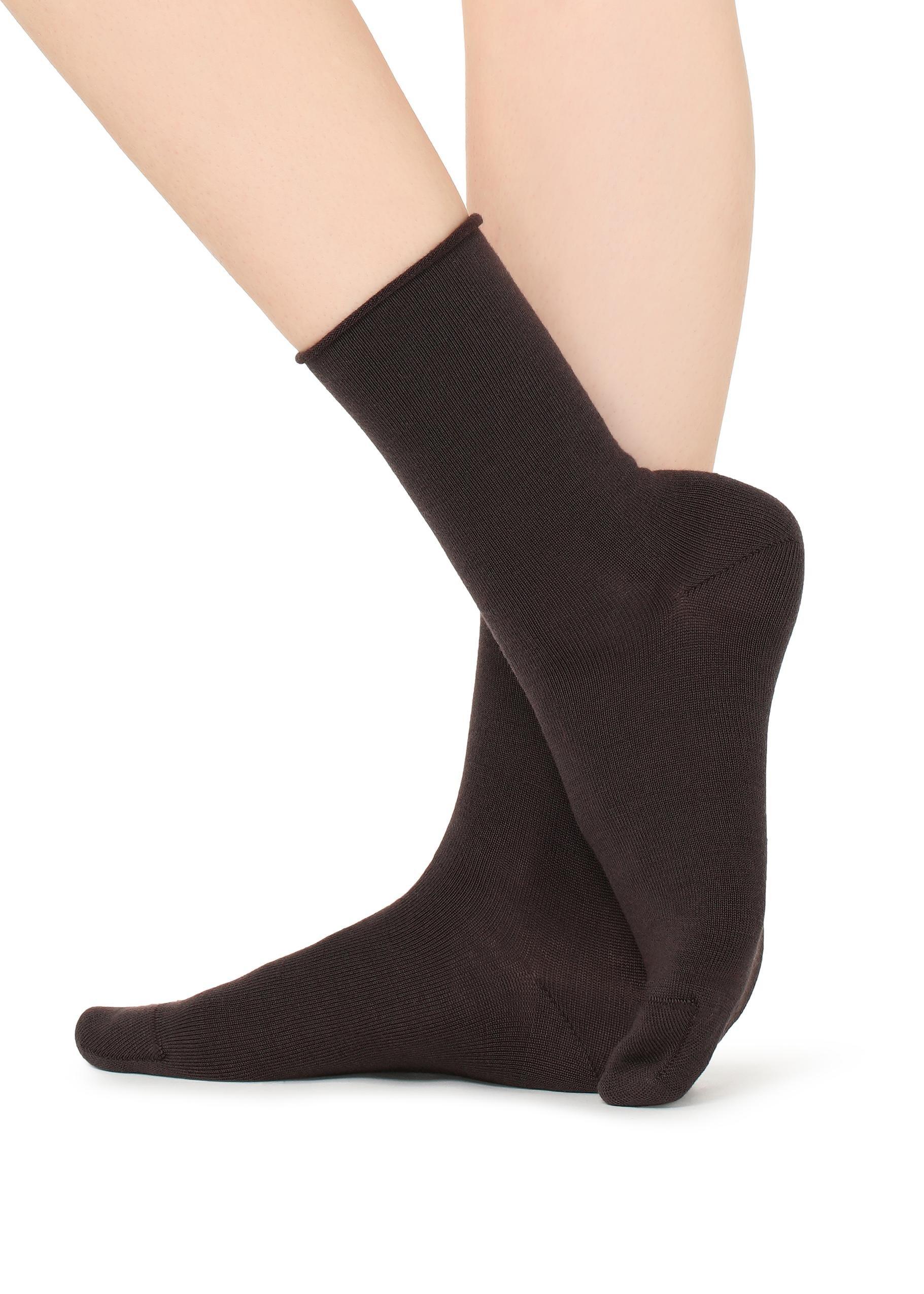 Brown Wool And Cotton Short Socks, , large image number 0