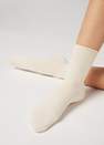 Milk White Wool And Cotton Short Socks, Women - One-Size