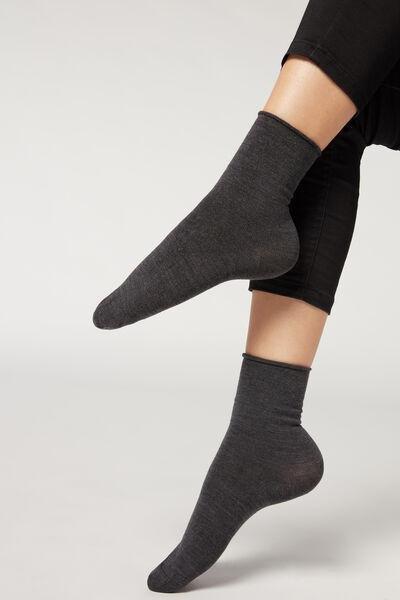 Grey Short Socks - One-Size, Charcoal Grey Blend, large image number 0
