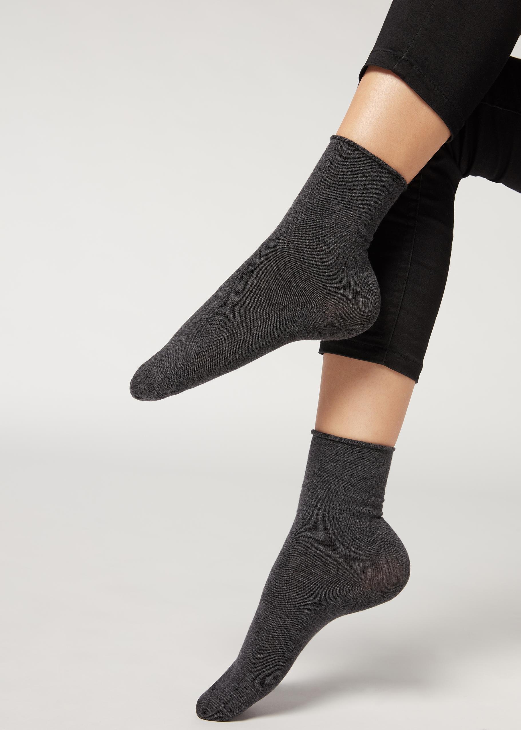 Grey Short Socks - One-Size, Charcoal Grey Blend, large image number 1