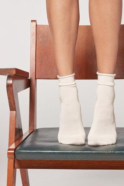 White Wool And Cotton Short Socks - One-Size, 5501_9114, large image number 0