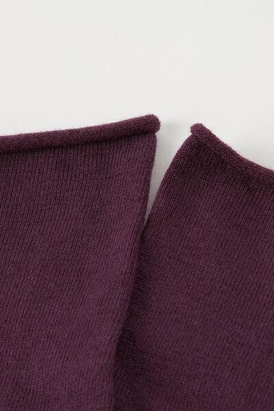 Purple Wool And Cotton Short Socks, , large image number 0