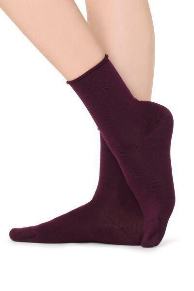 Purple Wool And Cotton Short Socks, , large image number 1