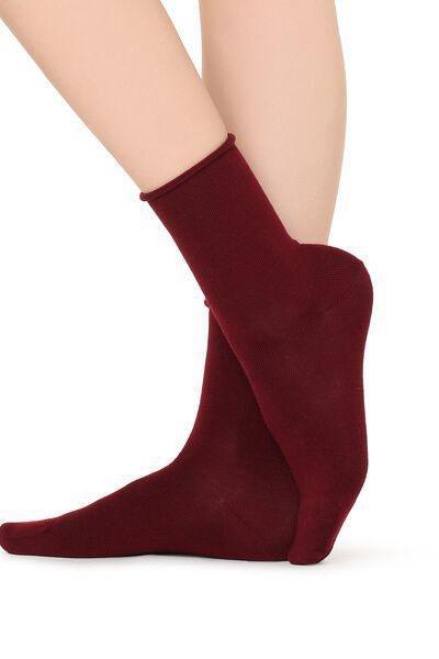 Red Wool And Cotton Short Socks, 5501_958, large image number 1