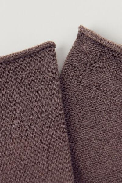 Brown Wool And Cotton Short Socks, 5501_9982, large image number 1
