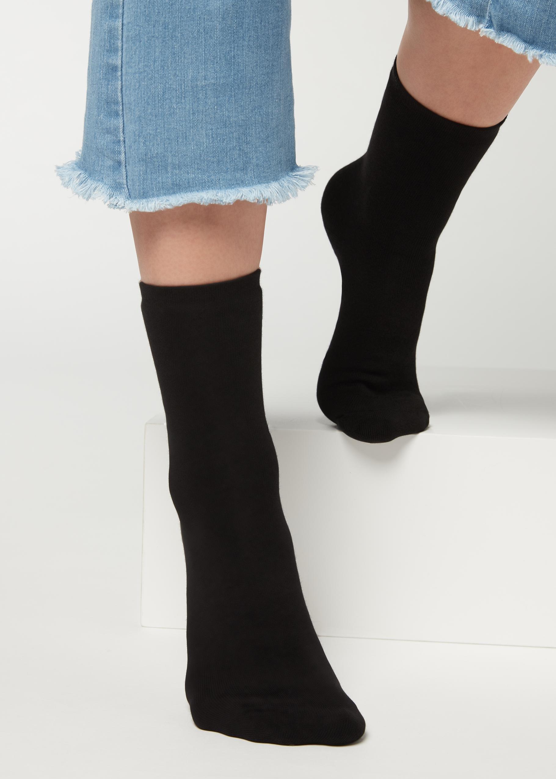 Calzedonia - Black Short Cotton Thermal Socks