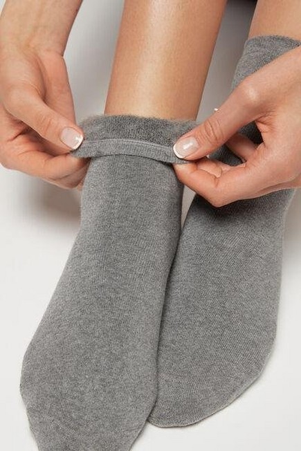 Calzedonia - Mid Grey Blend Short Cotton Thermal Socks, Women