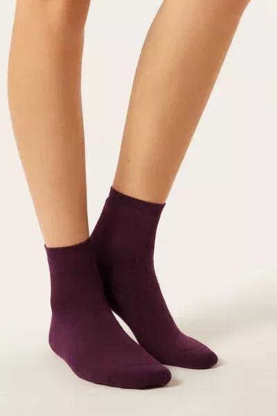 Burgundy Short Cotton Thermal Socks, 5501_174D, large image number 0