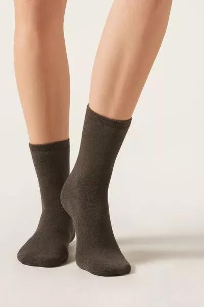 Brown Short Cotton Thermal Socks, 5501_384D, large image number 0