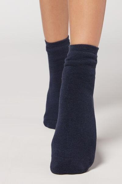 Blue Short Cotton Thermal Socks ,Women, Dark Denim Blue, large image number 0