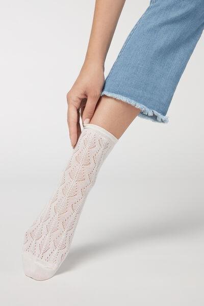 Cream Openwork Socks, , large image number 1
