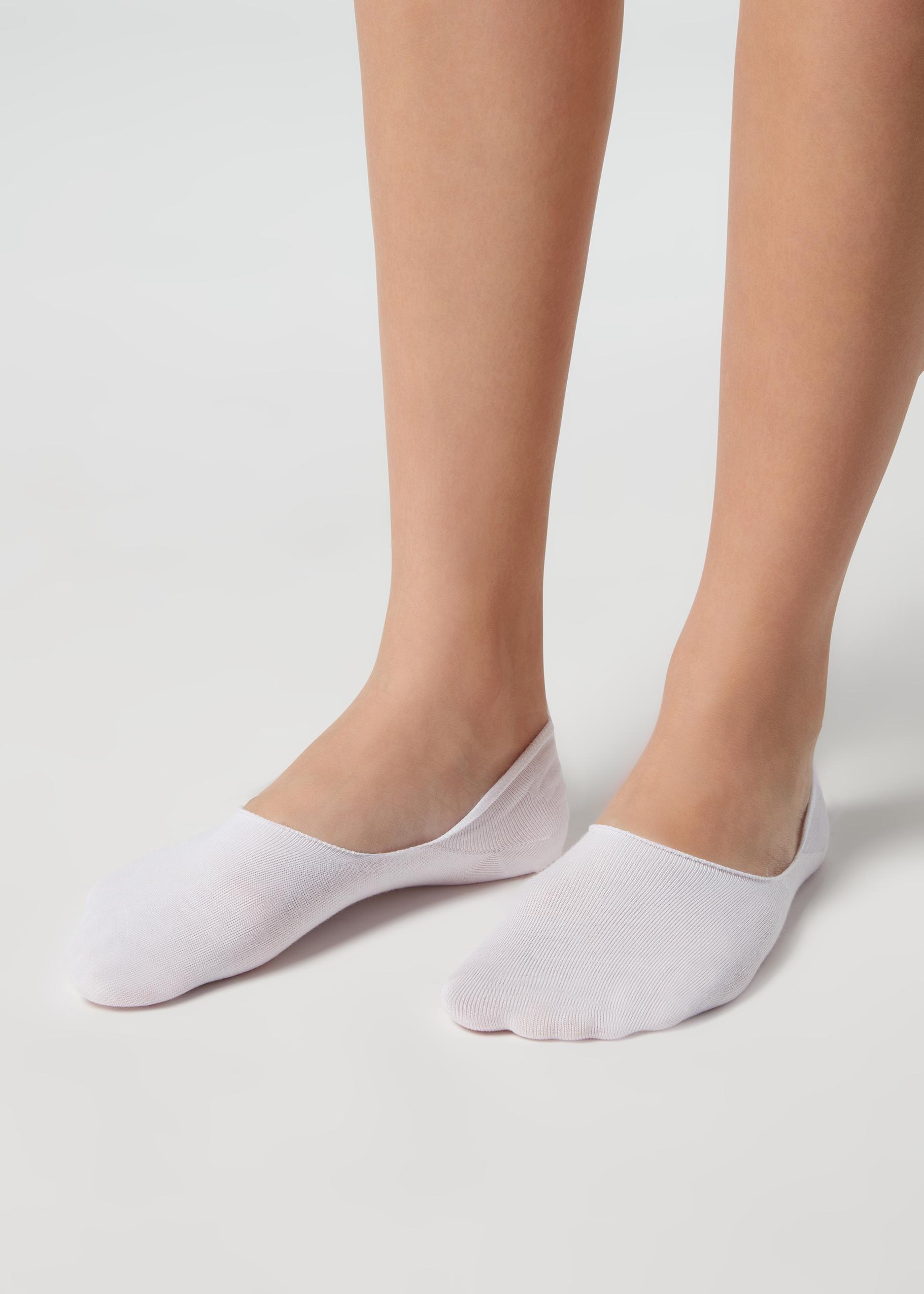 White Cotton Invisible Socks, Unisex, , large image number 1