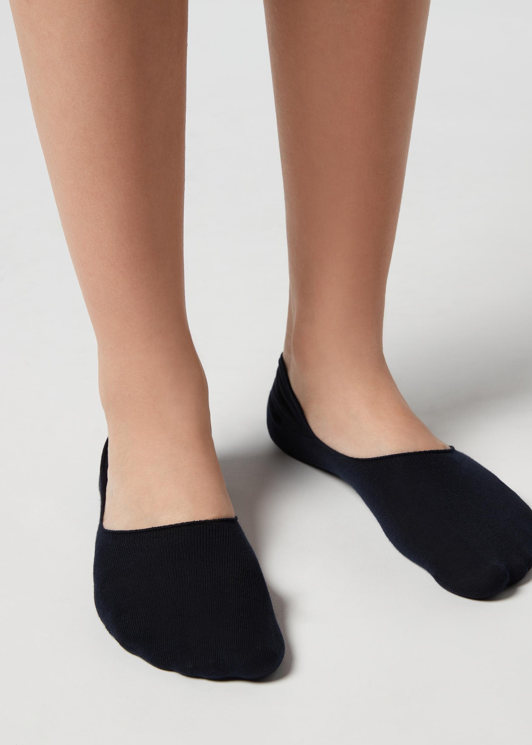 Blue Cotton Invisible Socks, Unisex, , large image number 1