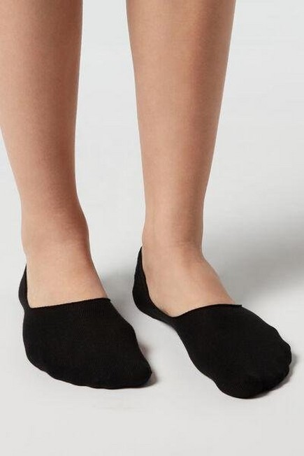 Calzedonia - Black Cotton Invisible Socks, Unisex
