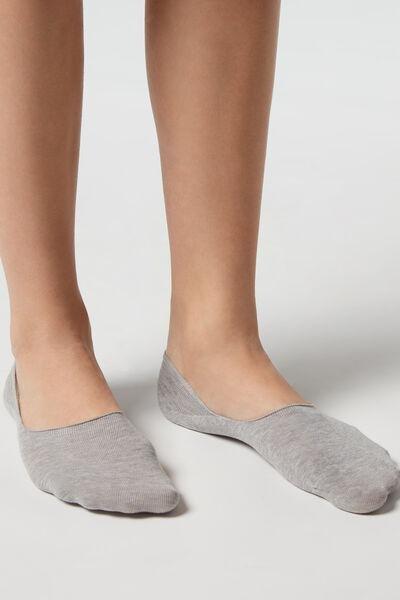 Grey Blend Cotton Invisible Socks, Unisex, , large image number 0