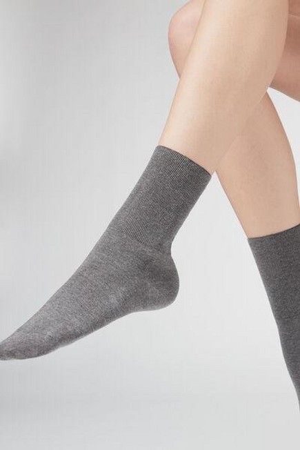 Calzedonia - Mid Grey Blend Short Socks In Cotton With Cashmere, Women