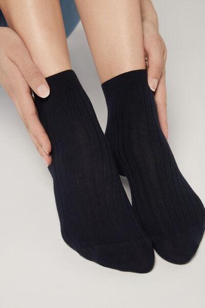 Blue Short Ribbed Socks, , large image number 0