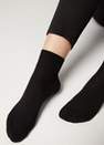 Calzedonia - Black Short Ribbed Socks With Cotton And Cashmere, Women