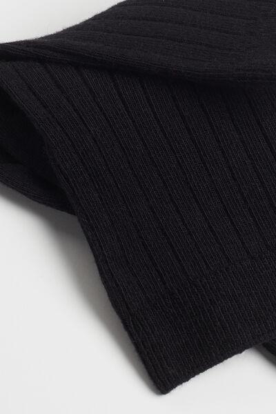 Black Short Ribbed Socks, , large image number 2