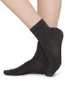 Calzedonia - Charcoal Grey Blend Short Ribbed Socks With Cotton And Cashmere, Women