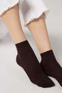 Brown Short Ribbed Socks With Cotton And Cashmere, Women