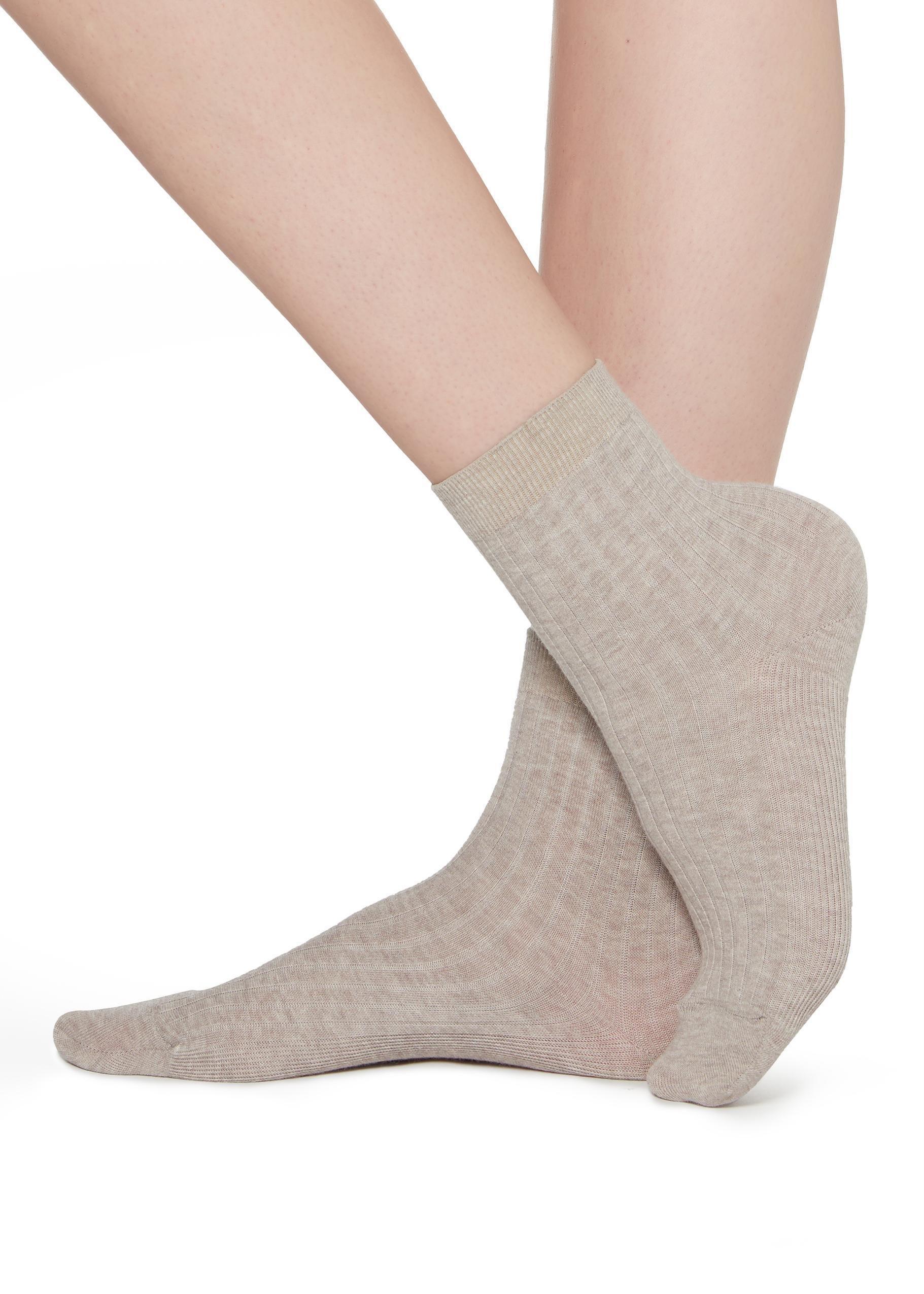 Grey Short Ribbed Socks, Natural Sand Blend, large image number 1