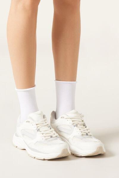 White Non-Elastic Cotton Ankle Socks, , large image number 1