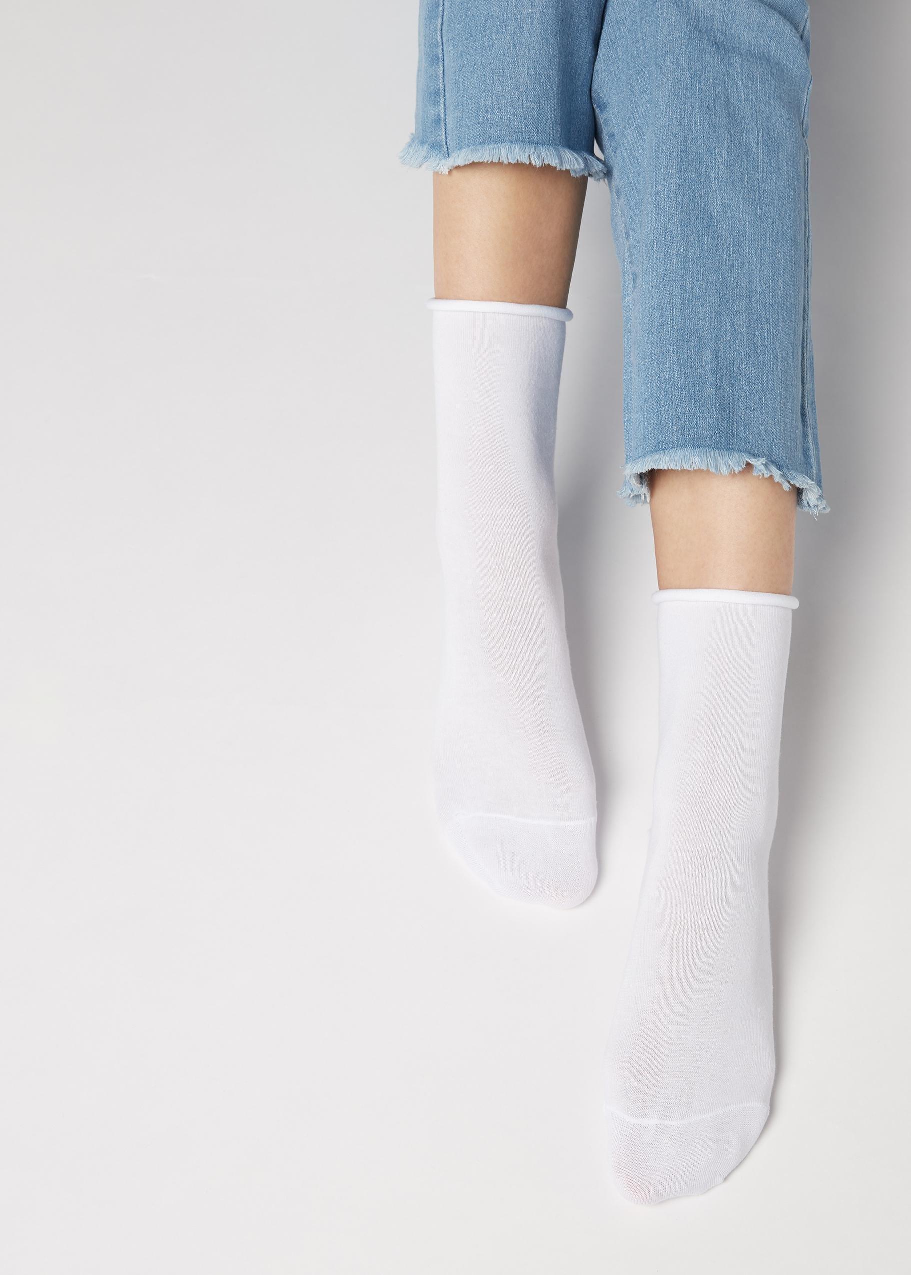 White Non-Elastic Cotton Ankle Socks, , large image number 3