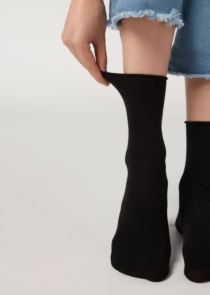 Black Non-Elastic Cotton Ankle Socks, , large image number 0