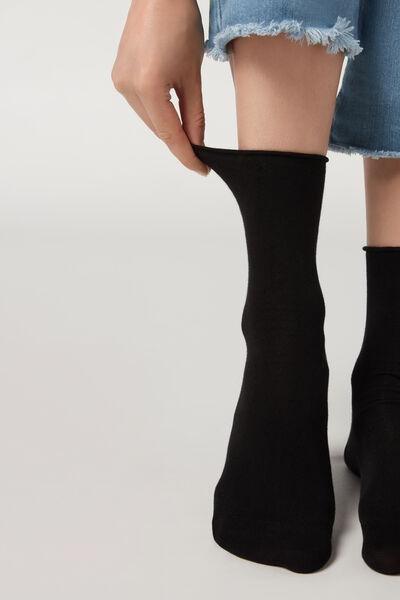 Black Non-Elastic Cotton Ankle Socks, , large image number 2