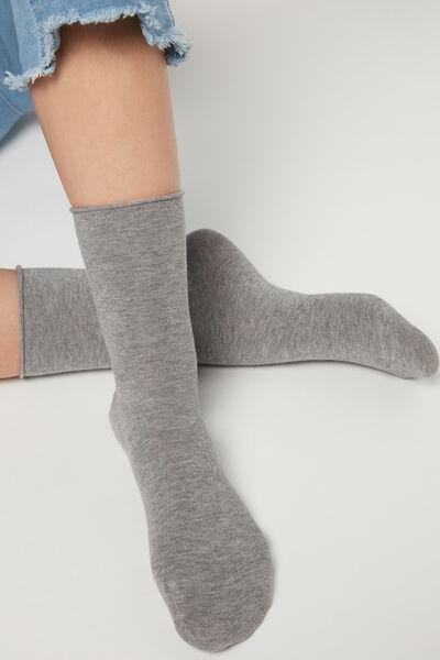 Grey Non-Elastic Ankle Socks, Grey Blend, large image number 3