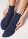 Blue Non-Elastic Cotton Ankle Socks