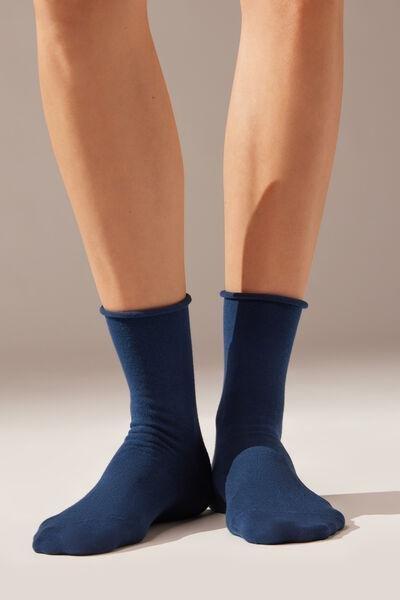 Blue Non-Elastic Cotton Ankle Socks, 5501_148D, large image number 0