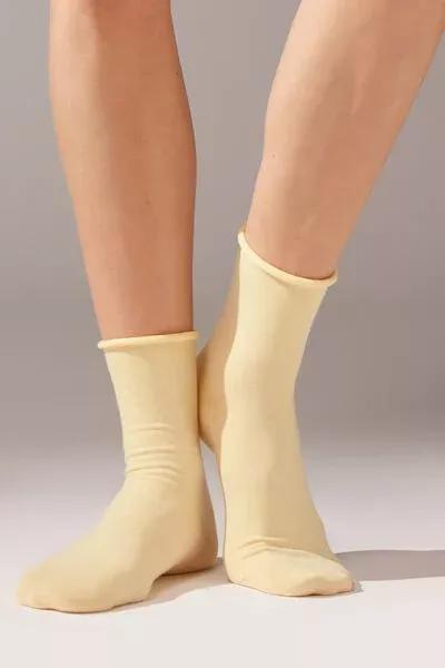 Cream Non-Elastic Cotton Ankle Socks, 5501_149D, medium