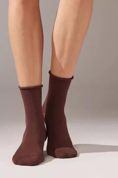 Brown Non-Elastic Cotton Ankle Socks, 5501_152D, large image number 0