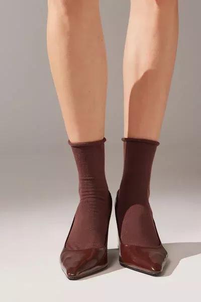 Brown Non-Elastic Cotton Ankle Socks, 5501_152D, large image number 1