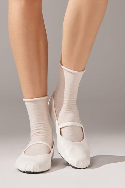 Beige Non-Elastic Cotton Ankle Socks, 5501_155D, large image number 1
