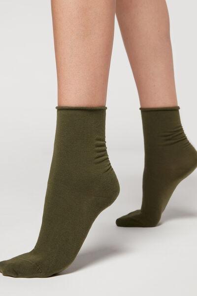 Green Non-Elastic Cotton Ankle Socks, , large image number 0