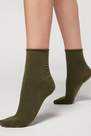Green Non-Elastic Cotton Ankle Socks